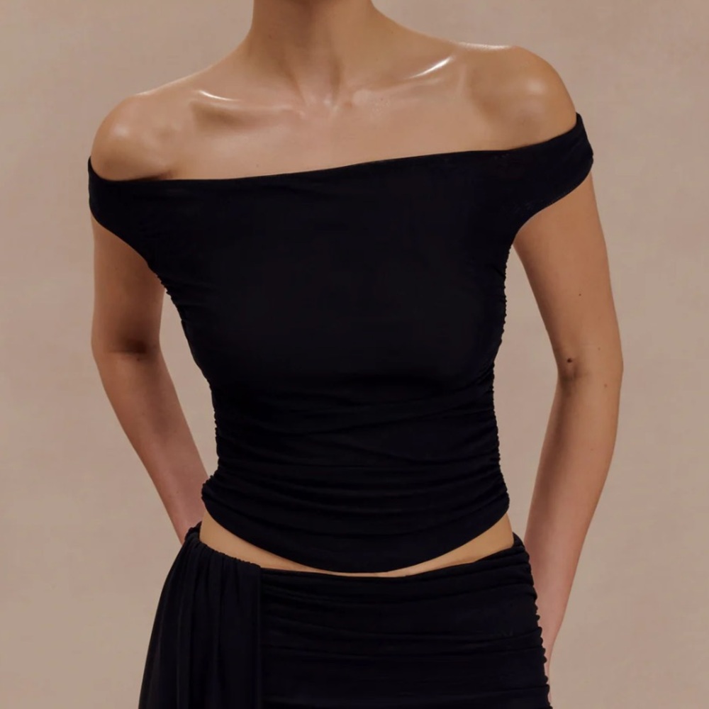 Meshki “Brooklyn” Black Mesh Crop Top NWT